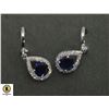 Image 1 : 0.75 CT BLUE CZ CENTER IN TEAR SHAPED DANGLING