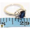 Image 1 : 8.5 X 10 MM OVAL BLUE CZ W/CLEAR ACCENTS RING