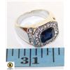 Image 1 : 8 MM OCTAGON BLUE CZ CENTER WITH HALO