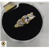 Image 1 : 3 STONE 2 CT TW CZ RING GOLD TONE RING SIZE 8ÿ