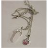Image 1 : PAIR OF NEW POLISHED ROSE QUARTZ PENDANT NECKLACES