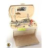 WHITE FAUX SNAKE JEWELRY BOX CASE FULL OF ESTATE