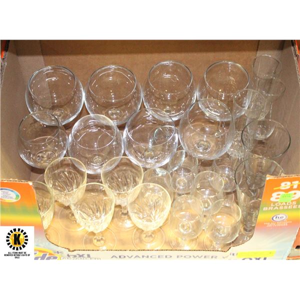 25 ASSORTED WINE GLASSES