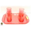 Image 1 : WESTERN ICE BUCKET & RED TRAY WITH 4 GLASSES