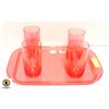 Image 1 : WESTERN ICE BUCKET & RED TRAY WITH 4 GLASSES