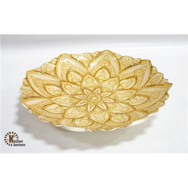 GOLD COLOURED DECORATIVE BOWL 13"X13"