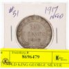 Image 1 : 1917 NFLD KING GEORGE SILVER HALF DOLLAR