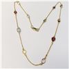 Image 1 : BZ1666-95 SILVER GOLD PLATED GEMSTONE 18" NECKLACE