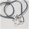 Image 1 : BZ1490-154 SILVER 2 HEART W/LEATHER CORD NECKLACE