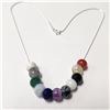 Image 1 : BZ1666-67 SILVER MULTI GEMSTONE 17" NECKLACE