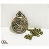 Image 1 : NEW BRONZE 3 HEADED DRAGON POCKET WATCH