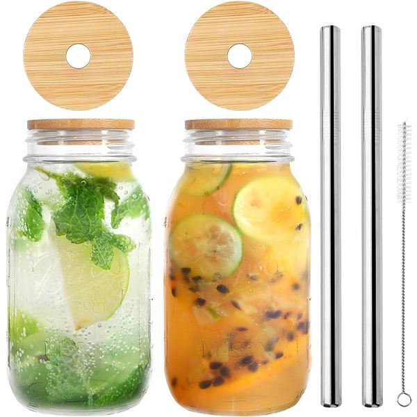 NEW SET OF 2 REGULAR MOUTH MASON JAR DRINKING