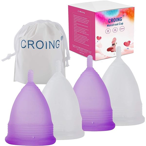 NEW 4 PACKS OF CROING REUSABLE MENSTRUAL CUPS