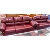 Image 1 : BURGANDY LEATHER ESTATE SOFA & LOVE SEAT SET