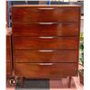 Image 1 : MID CENTURY MODERN WOODEN 5 DRAWER DRESSER