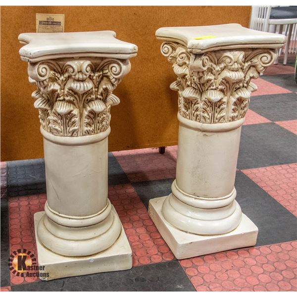 PAIR OF CERAMIC PEDESTALS 10" X 10" X 25"