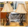 Image 1 : LOT OF 2 BLOWN GLASS SPIRAL TABLE LAMPS