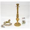 Image 1 : SOLID BRASS CANDLESTICK AND ROCKING HORSE