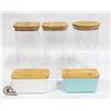 Image 1 : FLAT OF 5 BRAND NEW BAMBOO LIDDED FOOD STORAGE