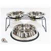 Image 1 : DUAL STAINLESS STEEL DOG DISHES/STAND,SKID PROOF