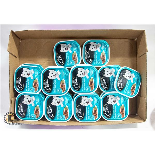 FLAT OF 18 CESAR DOG FOOD PACKS BB AUG/29/2023