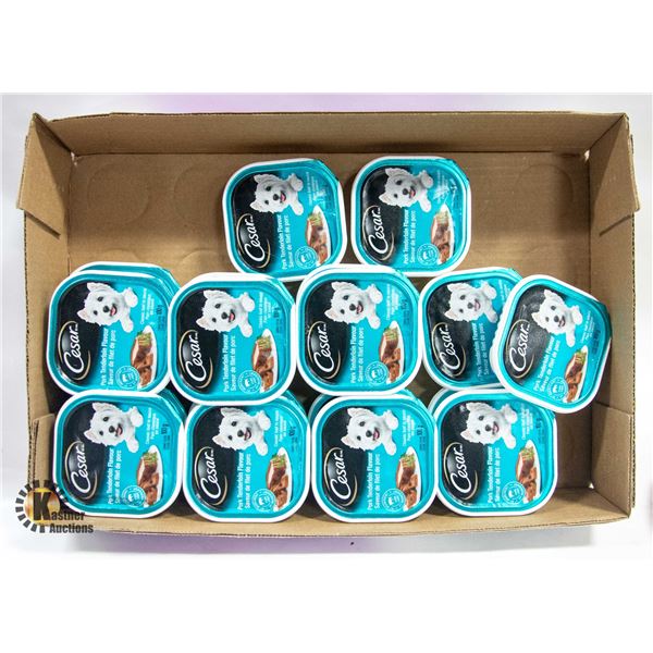 FLAT OF 18 CESAR DOG FOOD PACKS BB AUG/29/2023