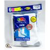 Image 1 : WHITE CREW SOCKS 12-16 SIZE 6-PACK