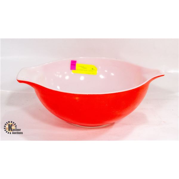 #444 RED PYREX BOWL 4 QUART