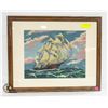 Image 1 : FRAMED NEEDLEWORK PICTURE OF SHIP