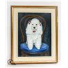Image 1 : 18" X 23" SIGNED FRAMED POODLE PORTRAIT