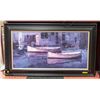 Image 1 : LARGE FRAMED PAINTING OF BOATS 48" X 27"
