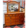 Image 1 : ASHLEY FURNITURE OAK 9 DRAWER DRESSER WITH MIRROR