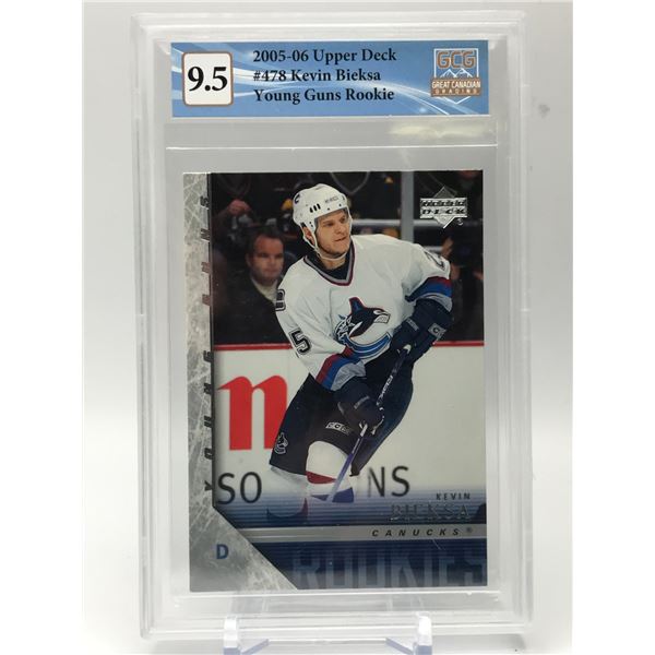 2005-06 UPPER DECK NO.478 KEVIN BIEKSA YOUNG GUNS ROOKIE GCG GRADED 9.5