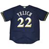 Image 1 : MILWAUKEE BREWERS CHRISTIAN YELICH AUTOGRAPHED BLUE MAJESTIC JERSEY (BECKETT)