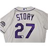 Image 2 : Colorado Rockies Trevor Story Autographed Gray Majestic Authentic Jersey Size 48 Fanatics Holo