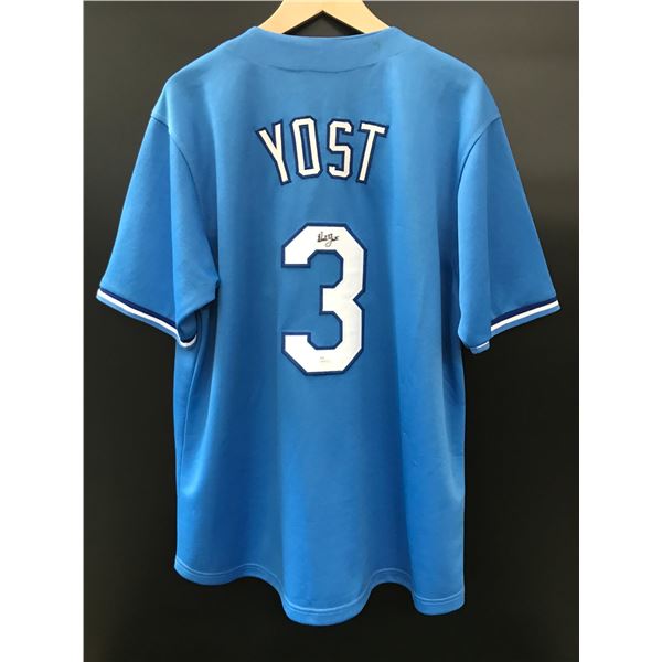 EDDIE YOST SIGNED KANSAS CITY ROYALS BASEBALL JERSEY (JSA COA)