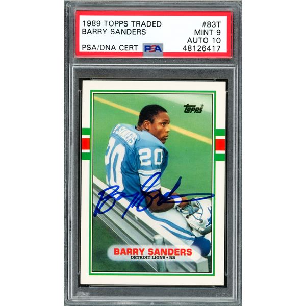 1989 TOPPS TRADED BARRY SANDERS ROOKIE CARD (PSA 9/10)