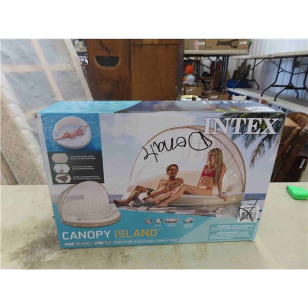 Intex Canopy Island Isola Galleggiante Con Parasole, 199 X 150 Cm, Con Portabicchieri E Schienale, Per Piscina E Relax