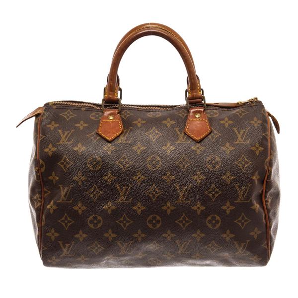 Louis Vuitton Brown Monogram Canvas Leather Speedy 30 Satchel Bag
