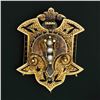 Image 2 : Antique Victorian Etched 18k Yellow Gold Black Enamel & Seed Pearl Brooch Pin