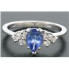 Image 2 : 14K White Gold .93 ctw Pear Cut Solitaire Tanzanite & Round Diamonds Accents Rin
