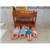 Image 1 : Wood Bunk Bed with 4 Dolls