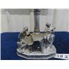 Image 2 : Cute Lamp 16" tall has Metal Base with Musicians Playing Piano with Glass Round 