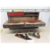 Image 1 : Old Carpenters Tool Box 7.25" x 17.5" x 32" & 2 Hand Planers