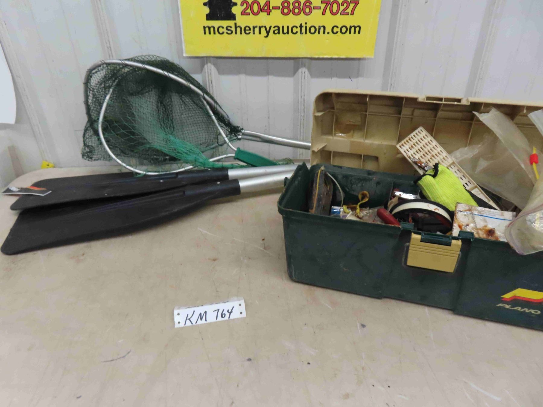 Tackle Box Netting Fishing Gear; Nets, Paddles, Tackle Box with Supplies