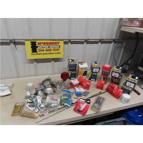 Auto Parts ; Filter, Sealed Beams, Muffler Clamps, Valve, Fuel Filter, Battery Cable,