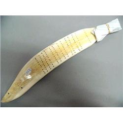 White Ivory Cribbage Board, carved and shaped as a whale, Maria Anariark (2) 31F
