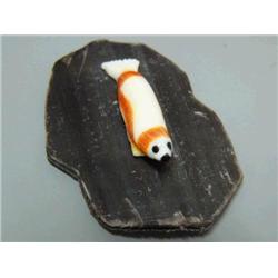 2" Ivory seal mounted on Baleen by Thomas Pushruk, Striped Seal (2)