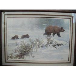 CHOICE Keeping Pace (Grizzly & Cubs), print by Seerey Lester 1992 (100)