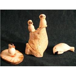 3 Carvings, Bird, Walrus (37)
